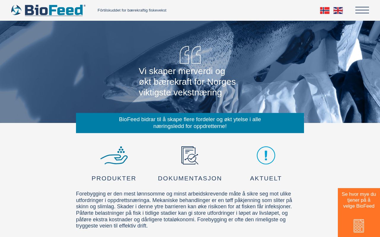 Forsiden til biofeed.no