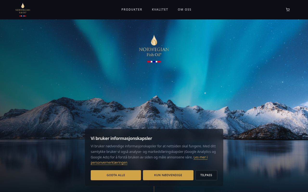 Forsiden til norwegianfishoil.no